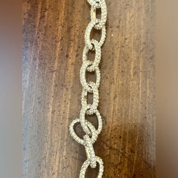 J Crew gold and crystal chain link bracelet - Picture 4 of 8